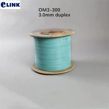 1500m OM3-300 fiber optic duplex cable 3.0mm aqua color indoor for fiber patchcords 1.5km/roll ftth optical fibre wire ELINK