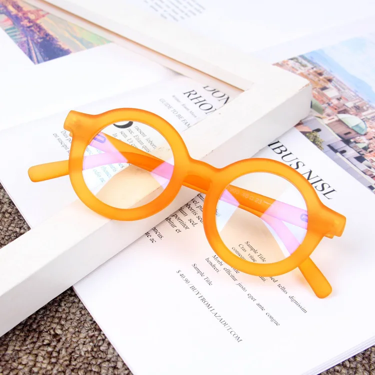 Милые круглые солнцезащитные очки в Корейском стиле для детей от 3 до 8 лет, винтажные милые детские солнечные очки, Новые защитные UV400 детские очки N247 - Цвет линз: orange clear