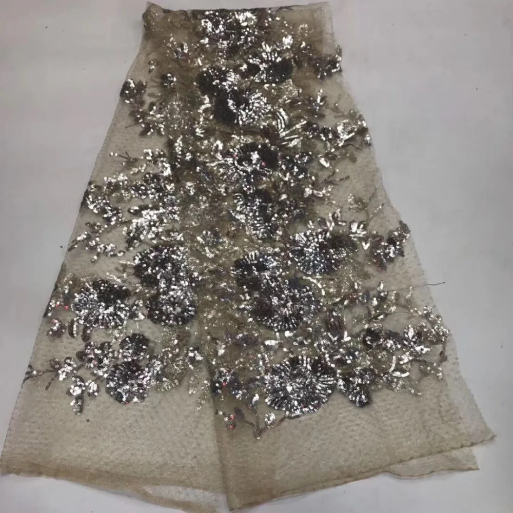 

NEW African 3D Sequins Lace Fabric 2019 High Quality Lace French Sequence Tulle Lace Nigerian Lace Fabrics For Wedding