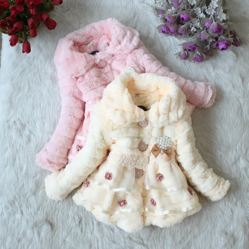 

Retail Hot Sale Children coat Baby Girls Faux Fur Fleece Coat Party Pageant Warm Jacket Xmas Snowsuit 1-6Years outwear&coats