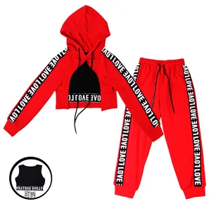 Kids Hip Hop Dance Costumes Girls Long Sleeve Sports Suit Bright Hooded Outfits Kids Modern Jazz HipHop Dance Costume Top Pant