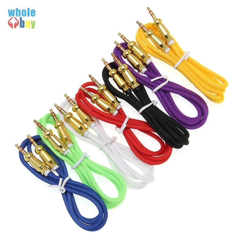 100pcs lot Audio Jack 3 5 Mm Male To Male Cloth Round Gourd Audio Aux Cable for IPhone Car Headphone Speaker Wire Line Aux Cord