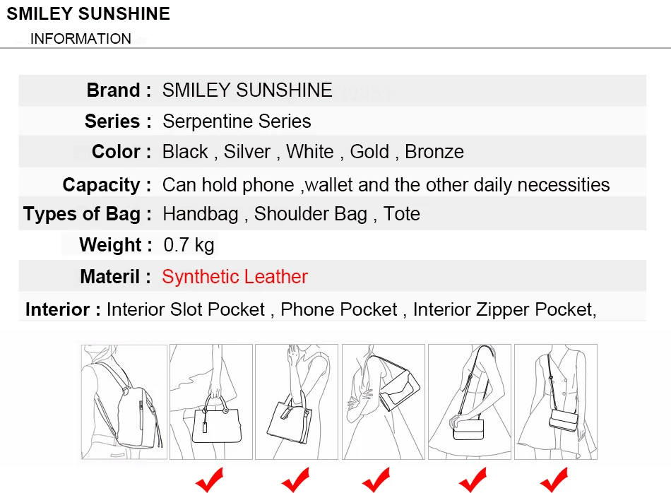 SMILEY SUNSHINE, женские сумки со змеиным принтом, женские черные кожаные сумки, кошельки, женские сумки через плечо, большие сумки через плечо для женщин