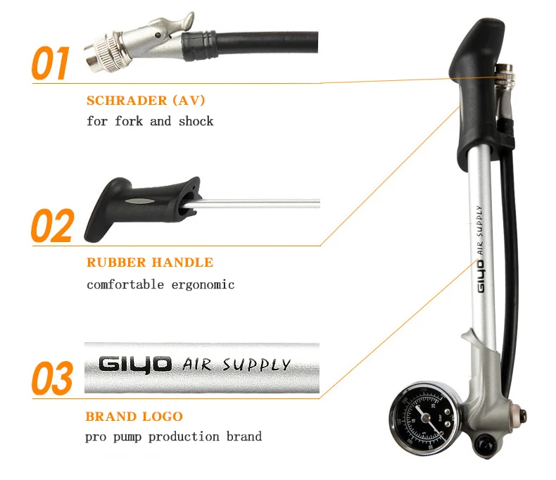 GIYO 300 PSI велосипедный насос с манометром высокого давления ручной Мини насос шланг воздушный насос Schrader амортизатор вилка шины велосипедный насос