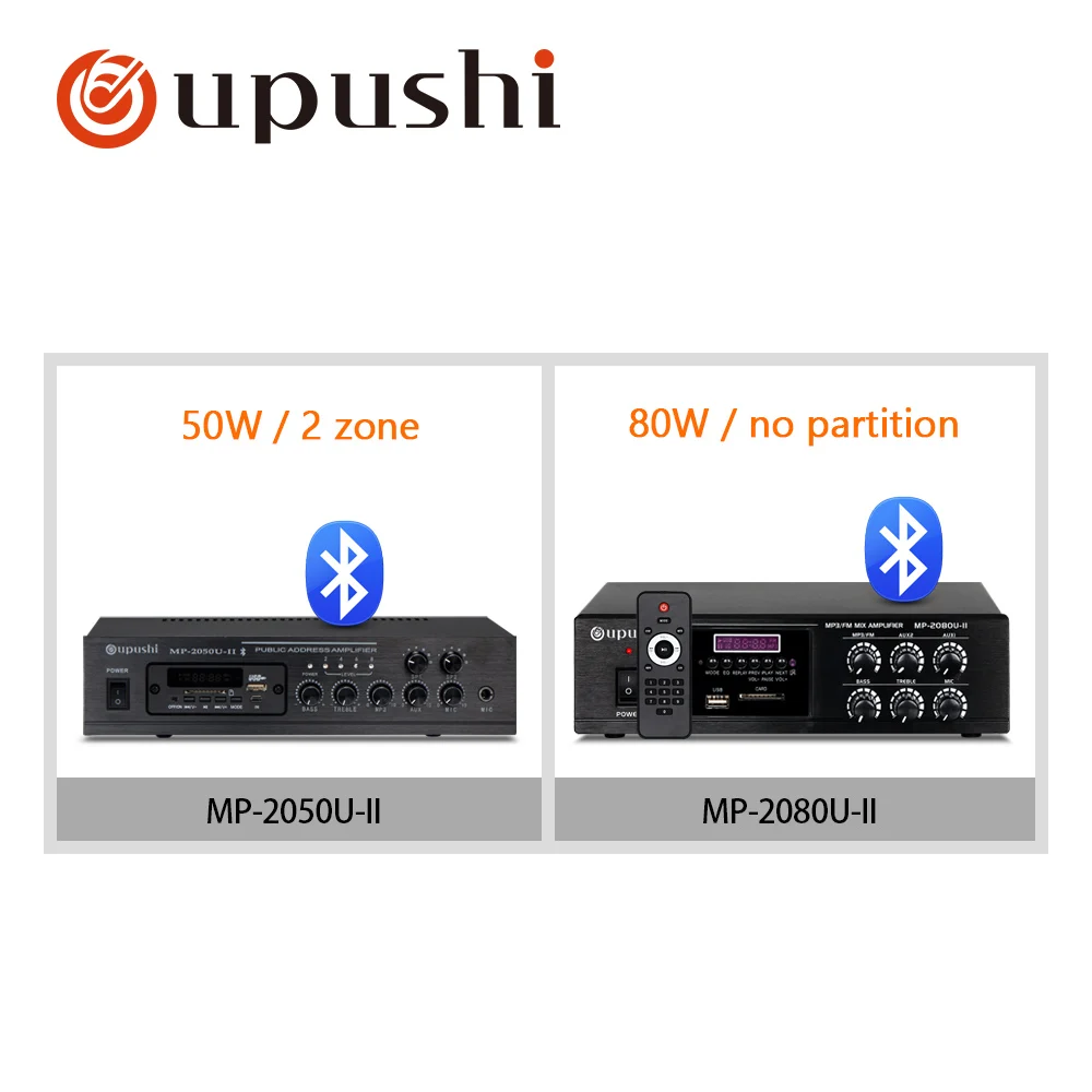 Oupushi bluetooth amplifier 50W digital power amplifier 80W small size USB amp with SD card remote control for home speakers