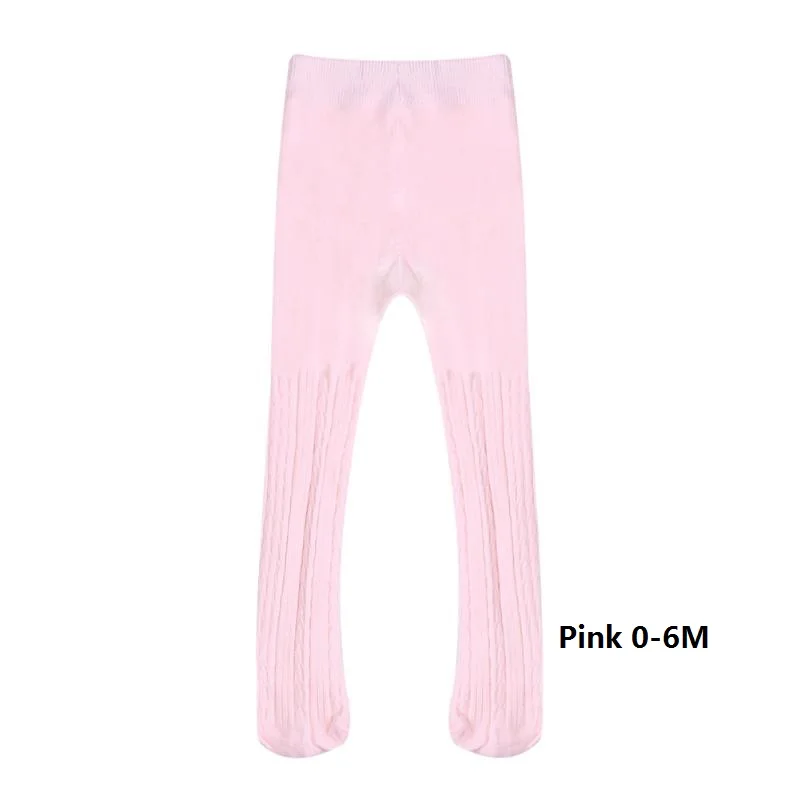 Колготки для малышей от 0 до 4 лет, дышащие хлопковые колготки для девочек весенне-осенние однотонные детские вязаные Чулки Одежда для младенцев - Цвет: Pink 0-6M