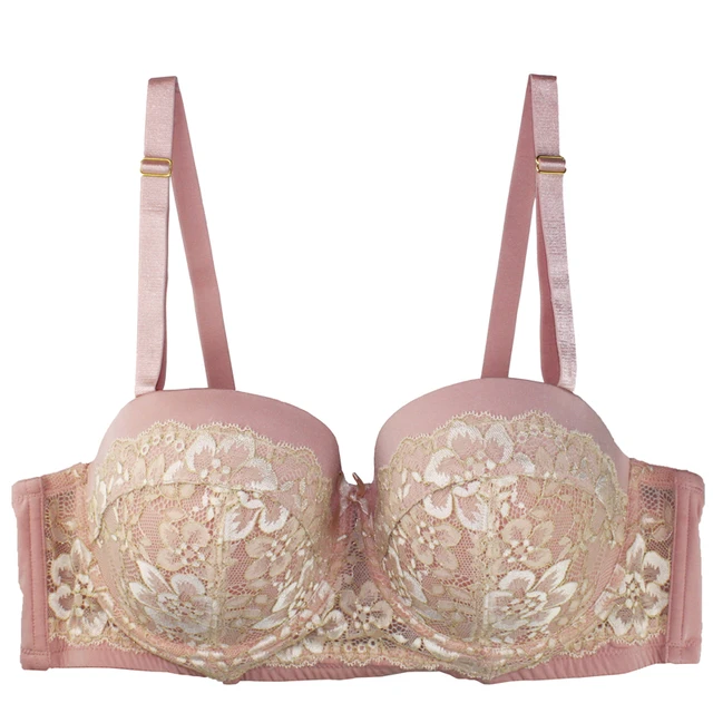 Mierside 1531 Plus size Push Up Bra Pink/Blue with Gold Lace Sexy