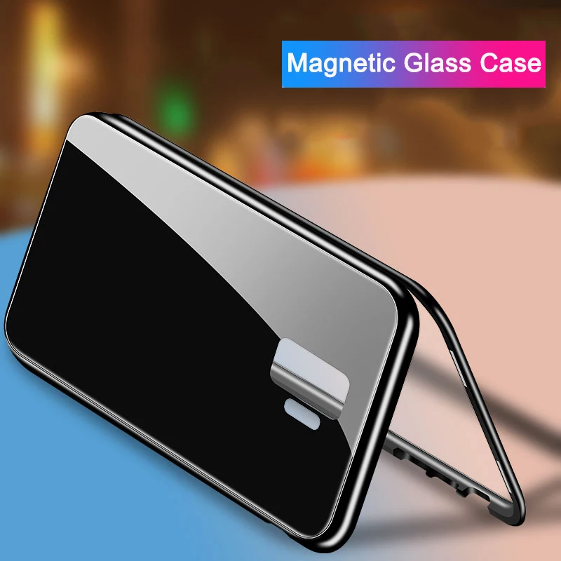 AmzBoon Magneto Magnetic Adsorption metal case For Samsung Galaxy S9 S8 Plus luxury tempered glass cover Note 8 | Мобильные телефоны