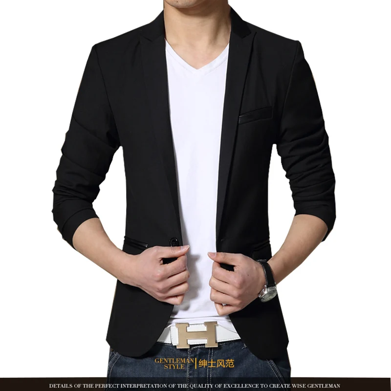 2016 Hot Spring Autumn Fashion Blazer Men High Quality Single Breaster Casual Suit Jacket Men Slim Fit Suits Plus Size M-6XL