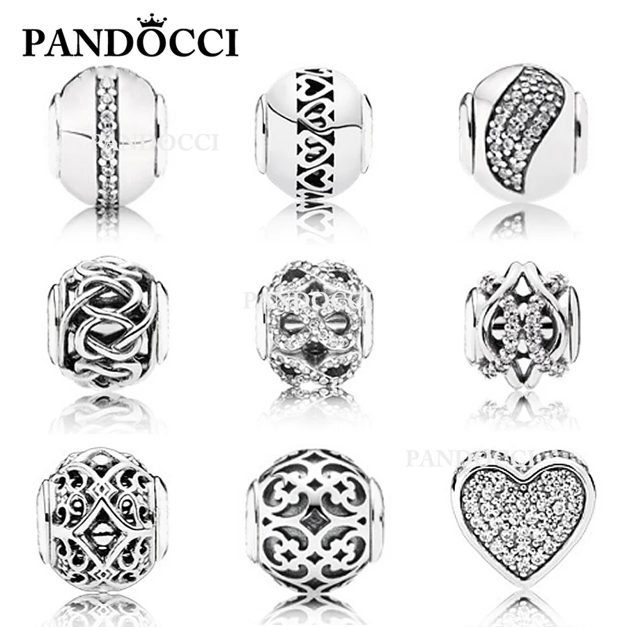 

PANDOCCI The New 100% 925 Sterling Silver Charm bead Hollowed out pattern Collocation DIY Bracelet & bangle Factory wholesale
