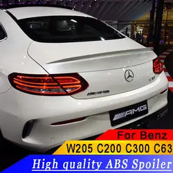 Для Benz W205 C200 C300 C63 2016-2018 2-двери Спойлер ABS Материал заднего крыла Неокрашенный Цвет спойлер для Benz C купе спойлер