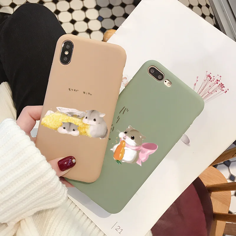 Роскошный чехол с милым мультяшным хомяком для iphone 7 цветной Мягкий силиконовый