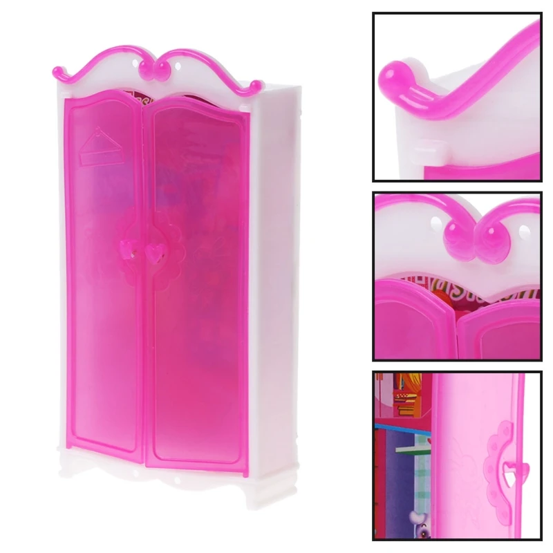 

2019 New Princess Furniture Wardrobe Dolls Toys Doll House Closet Toy Accessories