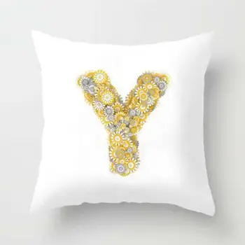 

New Arrival Alphabet Pillow Letters Yellow Flower Sunflower Decoration Soft Plush Fabric Cushion English For Kids Girls Gifts