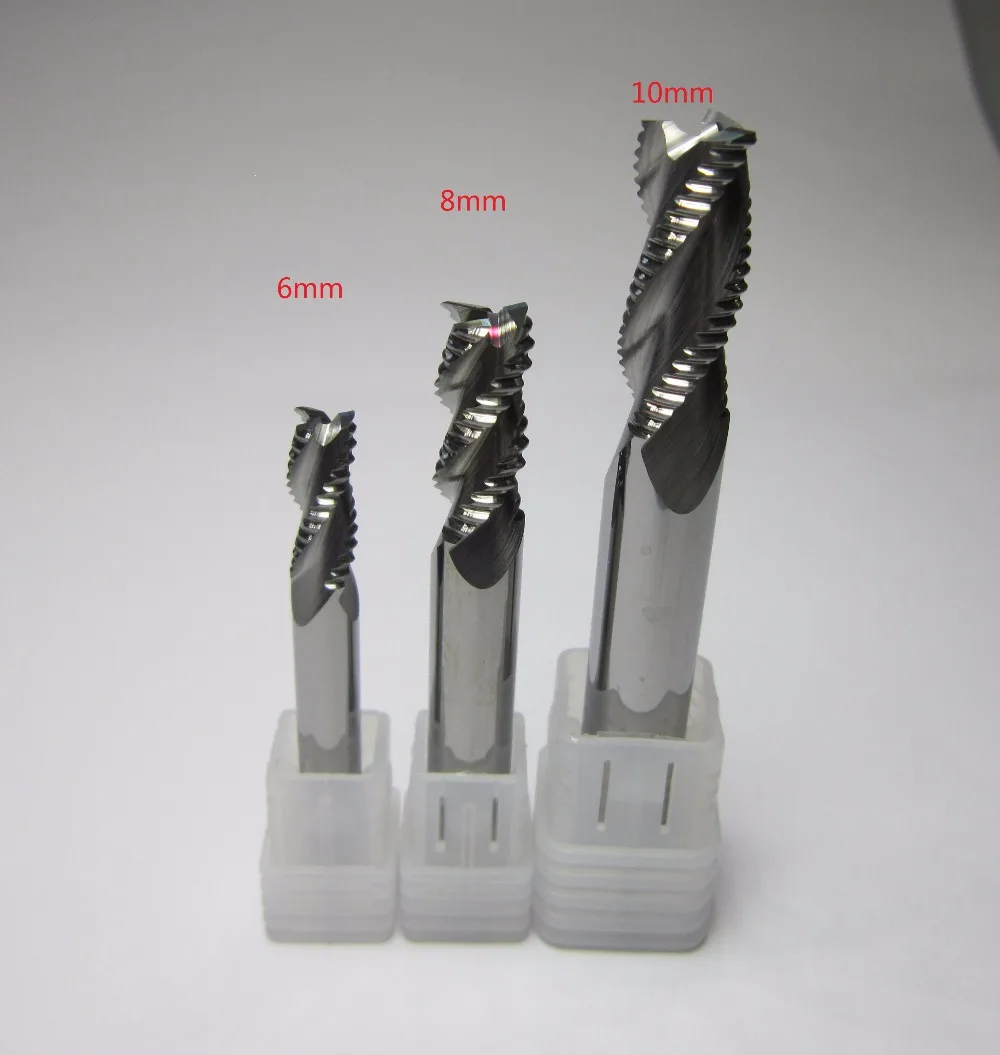 Buy wholesale 3PCS 6mm 8MM 10MM 3 Flutes HRC55 Roughing End Mills carbide end