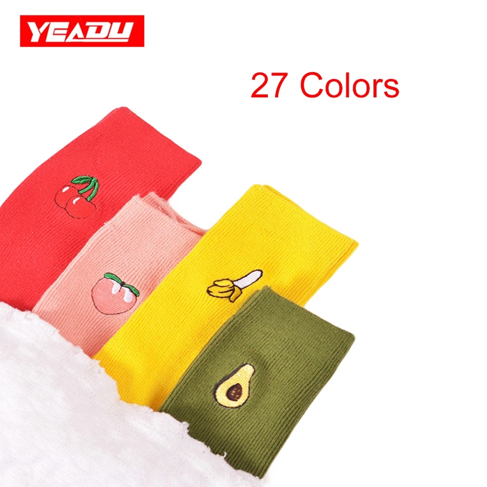 

Yeadu New Cotton Cute Fruit Print Women's Socks Meias Retro Embroidery Long Colorful Funny Socks Women Girls Multicolor Sock