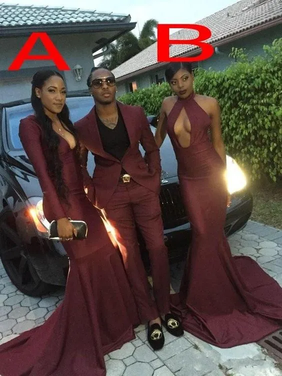 2017 Cheap Sexy Prom Dress for Black Women Mermaid Evening Burgundy Wine Red Long Trumpet Party Gown | Свадьбы и торжества