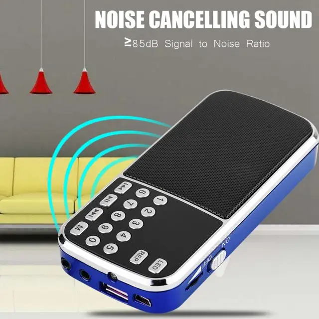 Stereo FM Radio 78-108MHz Stereo FM Radio High Sensitivity Noise Cancelling Digital TF Card Radio – Blue