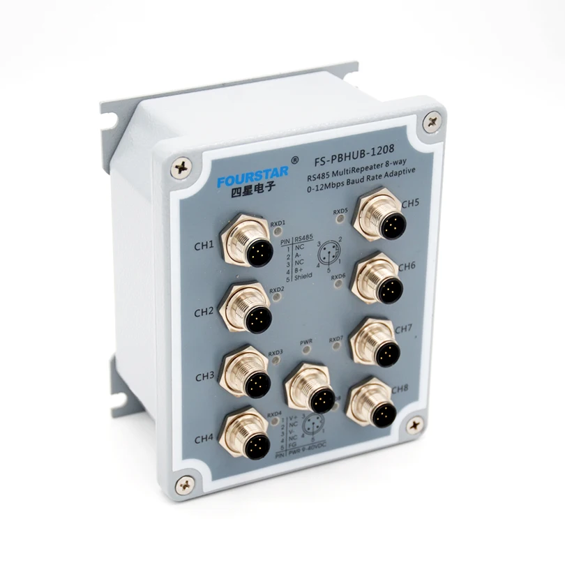 Интерфейс FOURSTAR M12 водонепроницаемый и прочный 8-портовый концентратор PROFIBUS. PROFIBUS