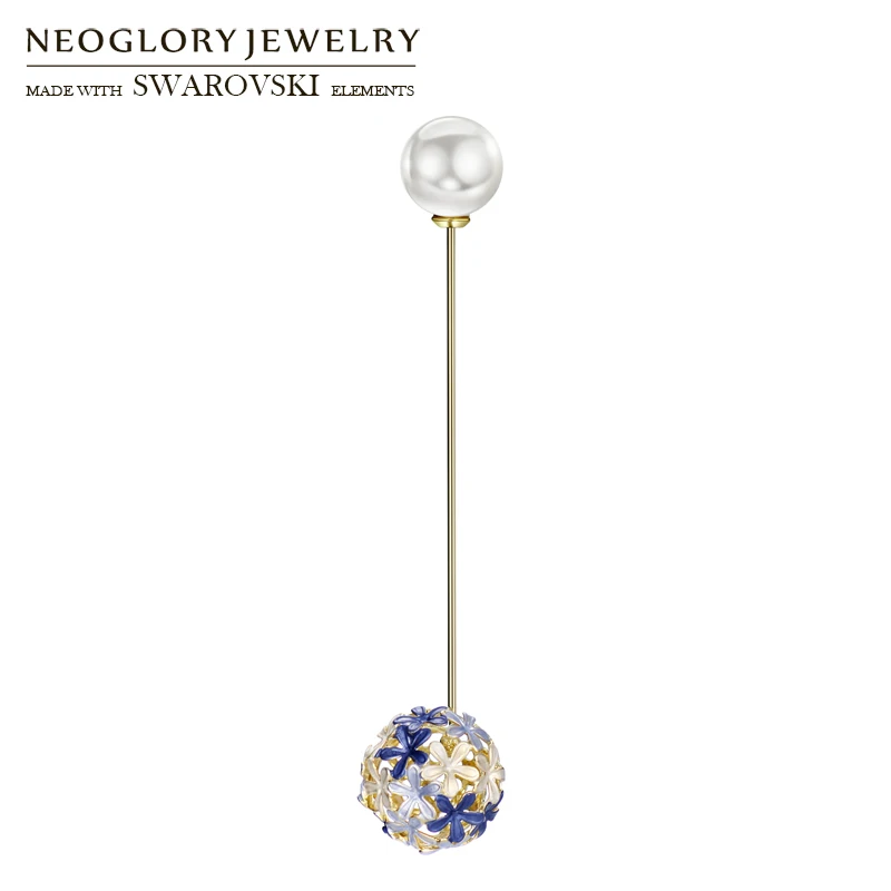 

Neoglory Enamel & Simulated Pearl Brooch Pins Needle Romantic Flower Shaped Alloy Plated For Lady Classic Party Wholesale