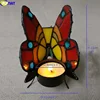 FUMAT Night Light Butterfly Stained Glass Candle Holder Atmosphere Light for Indoor Lighting Bedroom Bedside Tealight Holder ► Photo 3/6