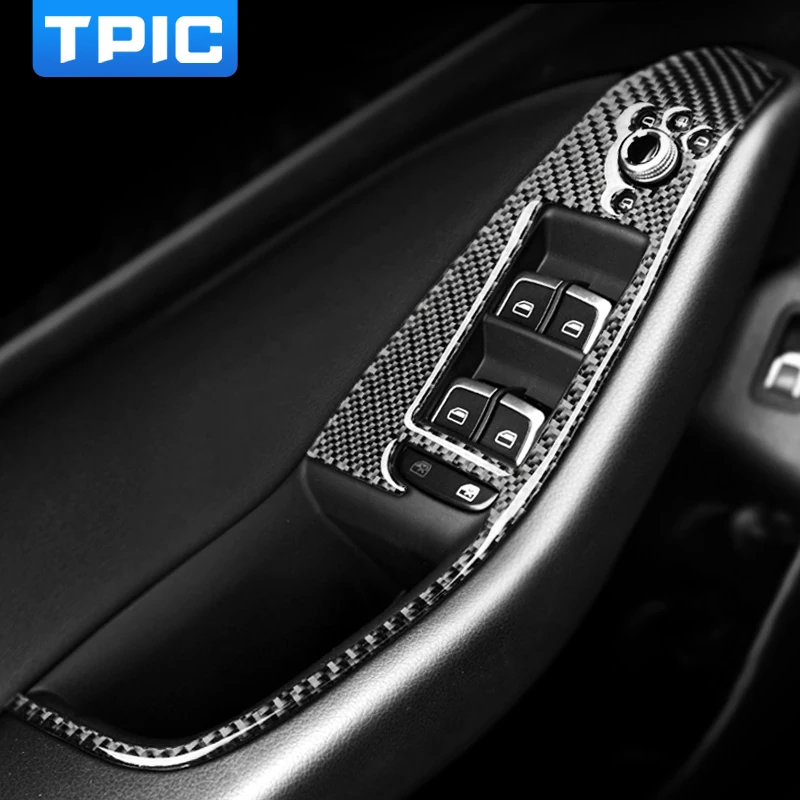 

Car Accessories Interior Carbon Fiber Stickers Window Control Switch Panel Trim Auto Stickers Car-Styling For Audi Q5 SQ5