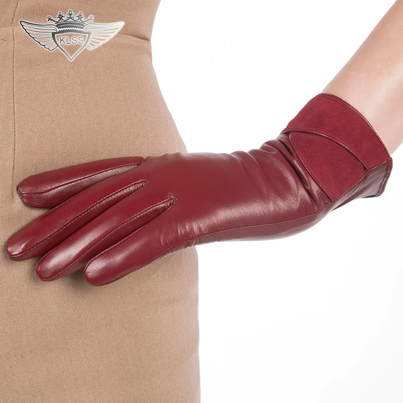 KLSS Brand Touch Screen Genuine Leather Women Gloves High Quality Goatskin Gloves Elegant Lady Sheepskin Glove Hot Trend 1510
