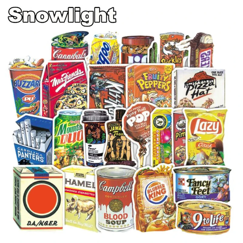10/37pcs/pack Food Cartoon Waterproof Toy Sticker On Laptop Luggage Skateboard Phone Motorcycle Stationery  Kids Toy Stickers 