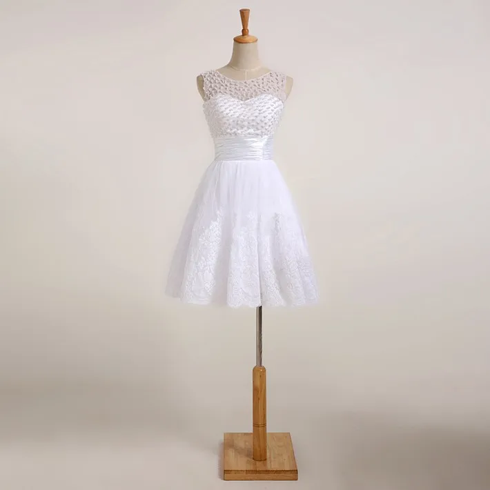Vintage Lace Beading Short Wedding Dress