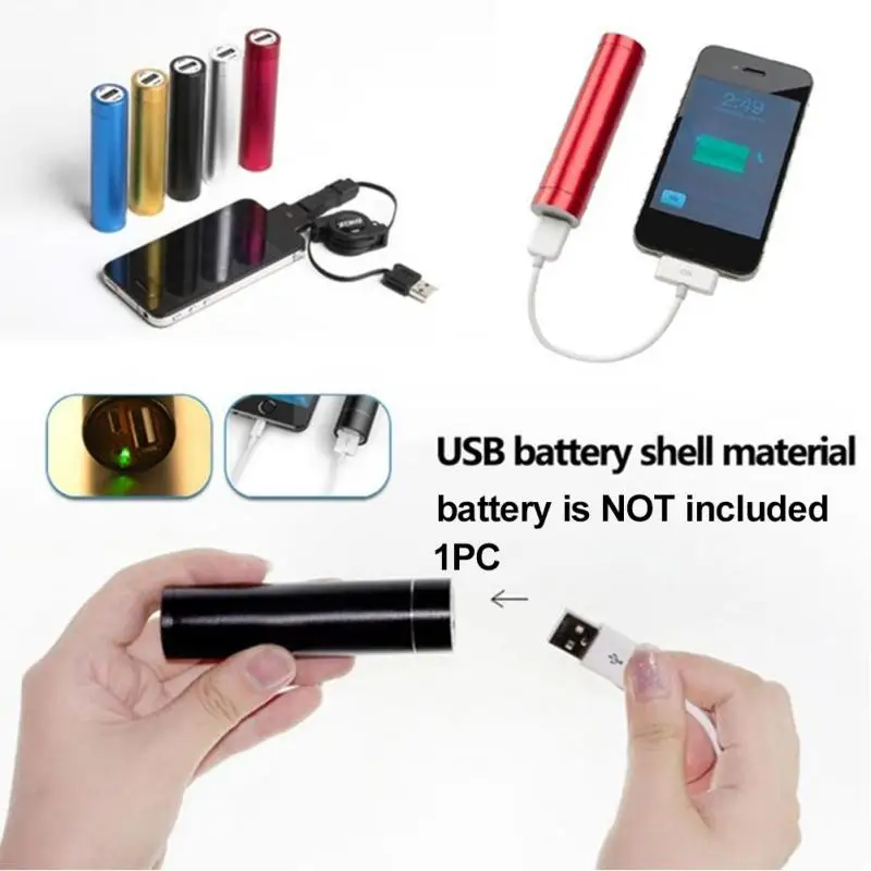 

High quality Aluminium Alloy No Welding Mobile Phone DIY Cylinder Power Bank Case 2600MAH