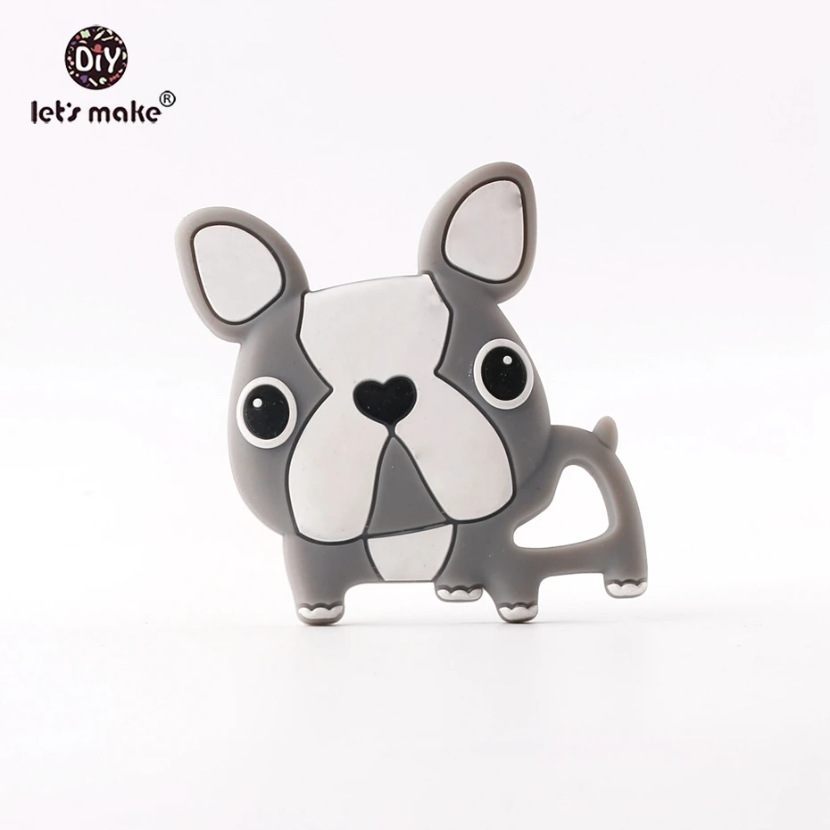 

Let's make Cartoon Gray French Bulldog Teething Dog Pendant For Bracelets Making Lovely Boys And Girls Baby Silicone Teethers