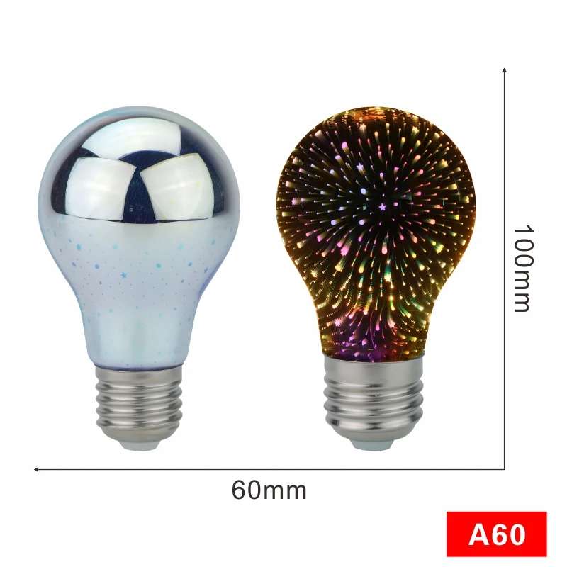 Светодиодные лампочки 3D лампы светодиодные украшения 220V ST64 G95 G80 G125 A60 E27 Праздничные огни Новинка рождественские лампы Lamparas - Испускаемый цвет: A60