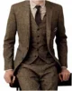 Costume d'affaires en Tweed marron pour hommes, ensemble de costume d'affaires, Blazer, costume de mariage, personnalisé, veste + pantalon + gilet ► Photo 1/5
