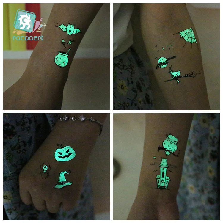 FUHOMI Halloween Tattoos Für Kinder – 250+ Temporäre Leuchttattoos, Wasserfest, Einfach Anzuwenden – Perfekt Für Partys & Als Mitgebsel