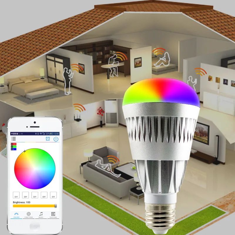 

WARFORD E27 10W RGBW led bulb Bluetooth Wireless Changable Color remote 4.0 smart dimmable lighting led light for IOS Android