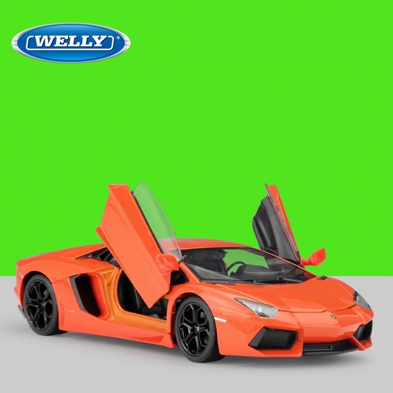 1:24 Welly Lamborghini Aventador LP700-4 небесно-голубой/оранжевый/белый/черный/розовый/желтый литая модель автомобиля