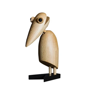 

Nordic Handmade Big-billed Woodpecker Figurine Ornaments Log Carving Classic Ornaments Wooden Crafts Puppet Gift