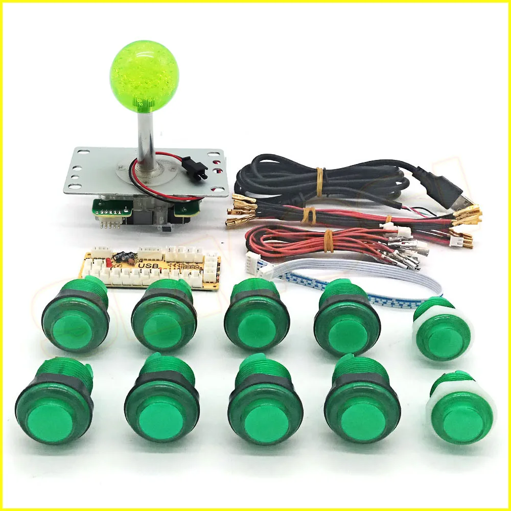 LED Arcade Joystick Button DIY Kit Zero Delay USB Encoder To PC 5Pin Illuminated Joystick+ 5V LED Push Buttons for Game Machine