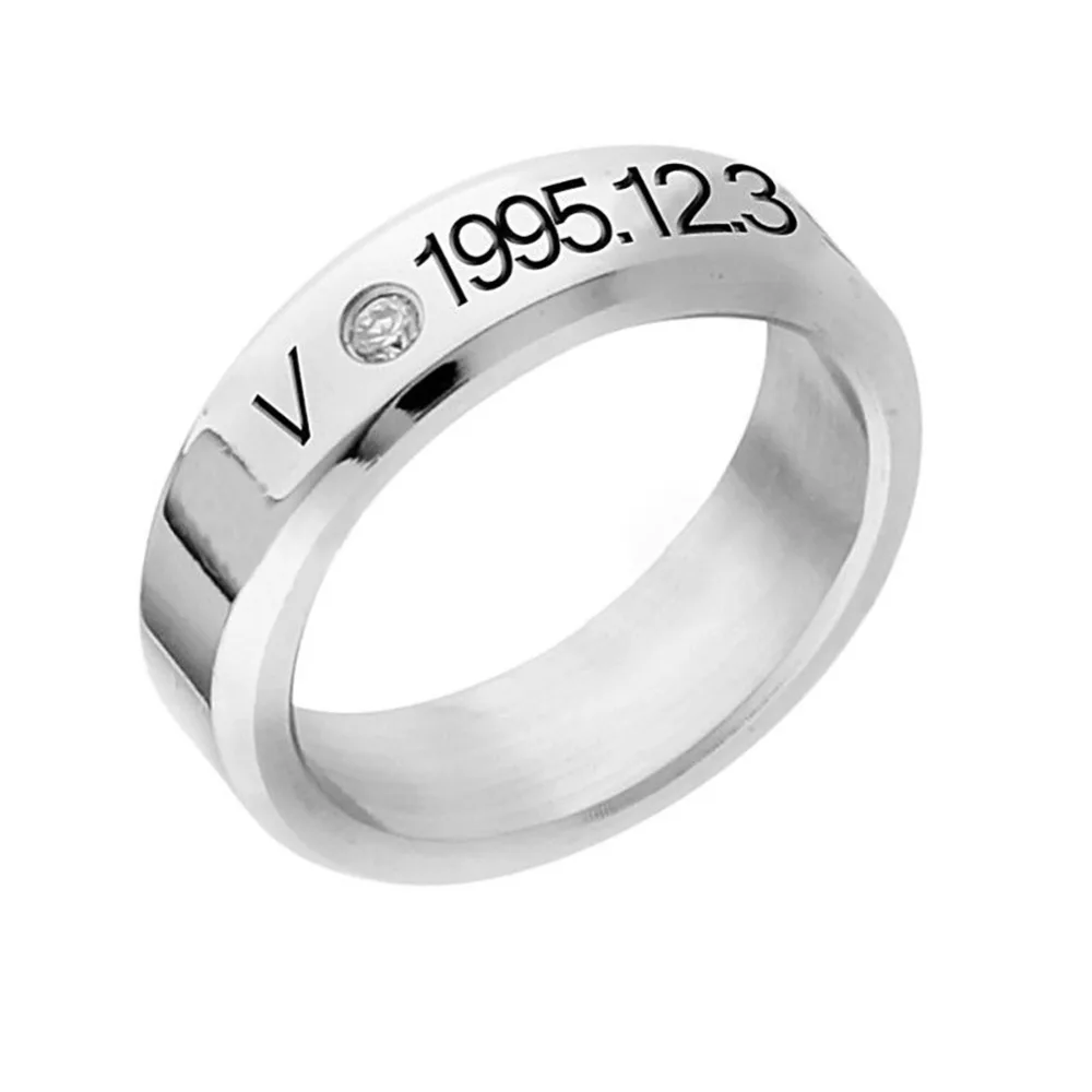 8 Style New Fashion Bangtan Boys Idol 1pc Silvery Crystal Mens Rings Titanium Steel JIMIN Pendent #263536