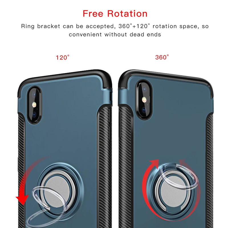 Shockproof Case For iPhone 13 12 11Pro 7 8 Plus X XR XS Max Silicone&PC Back Cover With Magnet Car Holder Metal Phone Ring Stand cool iphone 12 cases