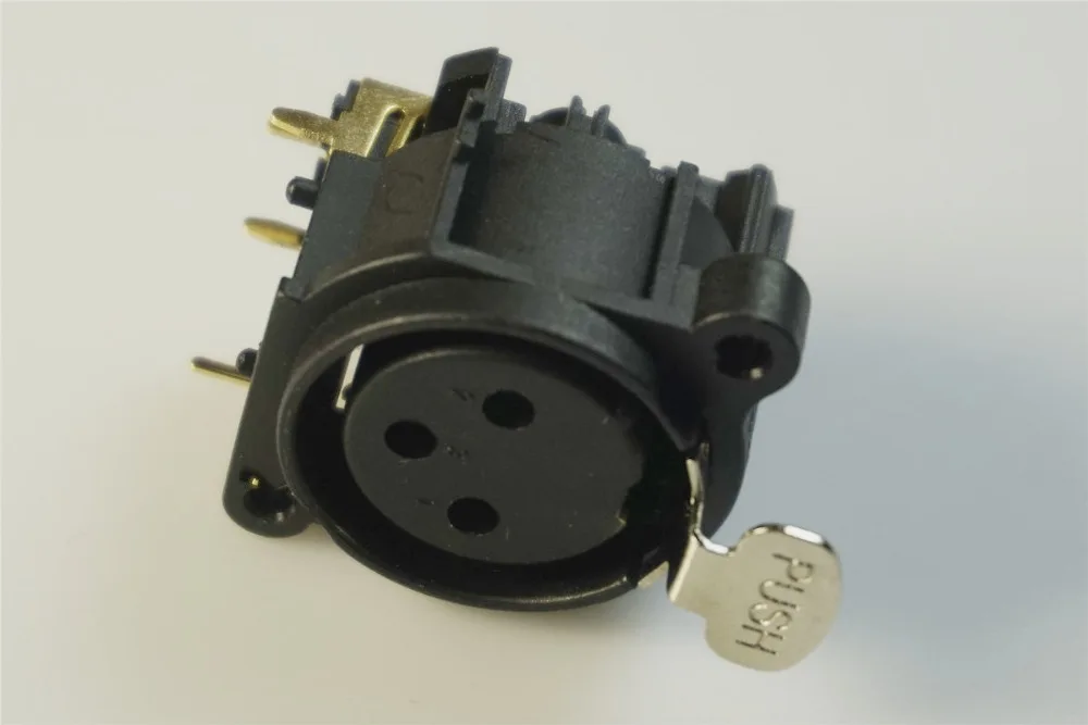 Através de Furos de Montagem em Painel Trava de Bloqueio Tomada Pin Receptáculo Ângulo Direito Pcb Posição Circular Feminino 200 Pcs Xlr 3 3 Receptáculo Ângulo Direito PCB através de Furos
