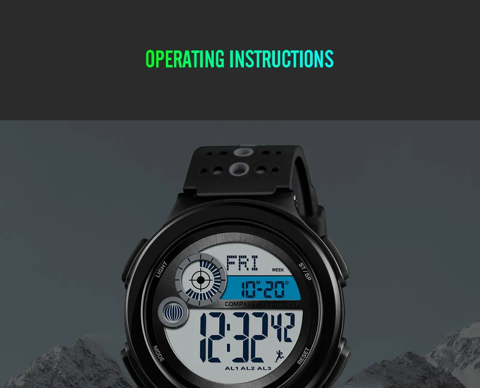 Модные SKMEI компасы часы спортивные цифровые наручные часы Спорт на открытом воздухе мужские часы шагомер калорий Водонепроницаемый Relogio Masculino