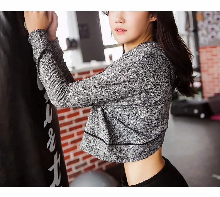 Осенняя Новая женская открытая рубашка для спорта и йоги, свободная толстовка с капюшоном и длинным рукавом для фитнеса, спортивные толстовки для бега