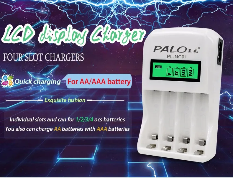 PALO 8 шт. AA 3000mAh Ni-MH 1,2 V перезаряжаемые батареи aa аккумулятор с ЖК-дисплеем смарт-зарядное устройство