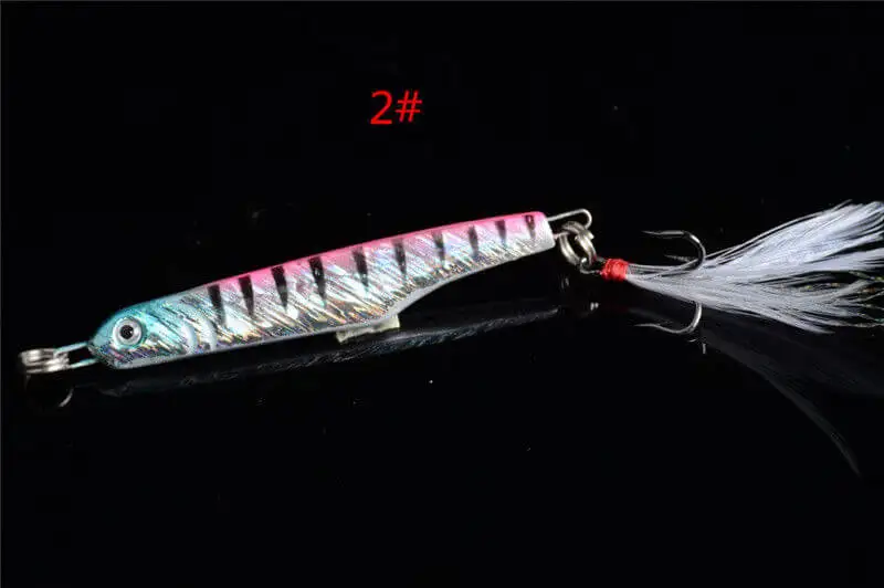 10pcs Micro Jigs Metal Jig Fishing Lure 15.7g Snapper Jigging Lures Feather Hook 