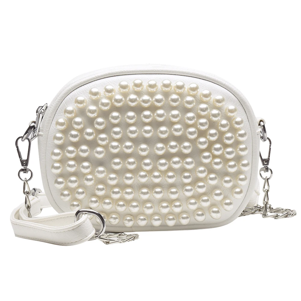 

Fashion Pearl Bag Girls Small Crossbody Bag Ladies Solid Color Pearls Shoulder Messenger Handbags Women Chain Crossbody Bags