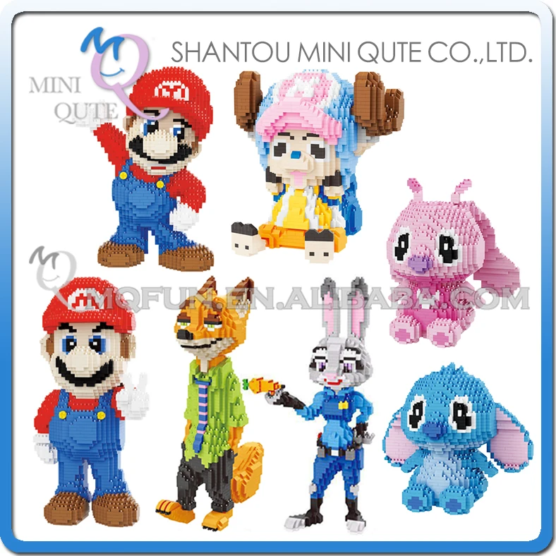 

Mini Qute SJ cartoon game model anime one piece Chopper super mario building block action figures boys educational gift toy