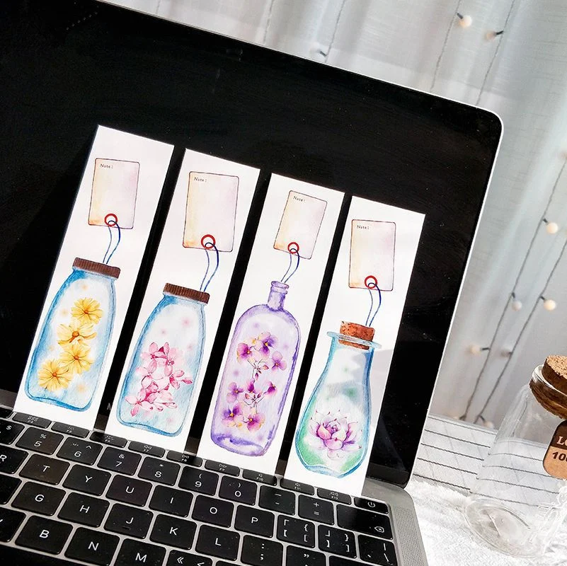 

30 pcs Lucky wish bottle bookmark set Fresh plant note card book marker Stationery Office School supplies marcador de livro F065