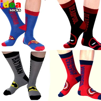 

Classic cartoon anime cotton jacquard mens socks super union hero long skateboard socks street sox chaussette homme