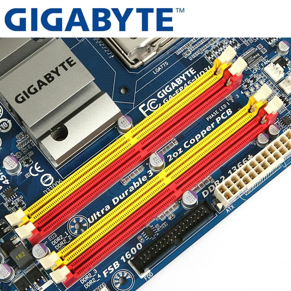 Материнская плата GIGABYTE GA-EP45-UD3L для настольных ПК P45 Socket LGA 775 для Core 2 Pentium D DDR2 16G ATX оригинальная материнская плата P43-ES3G